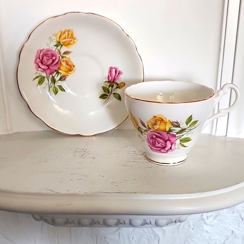 1 Of 2 Consort Fine Bone China Teacup And Saucer Set England